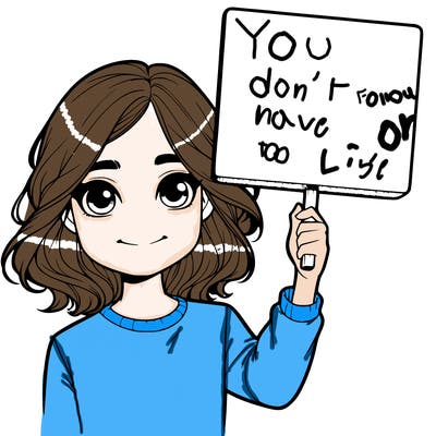 realistic girl holding up a sign