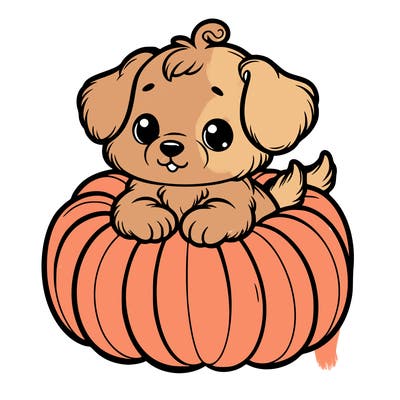 cute little puppy in a pumpkin
