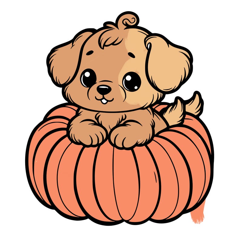 cute little puppy in a pumpkin