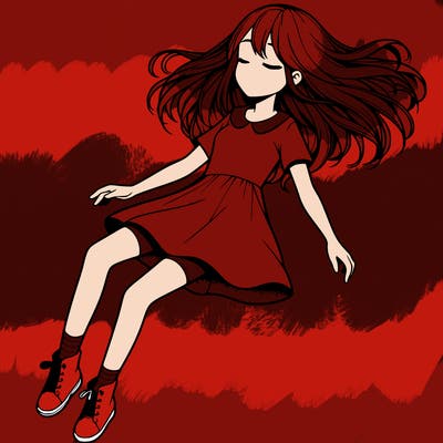 realistic girl floating