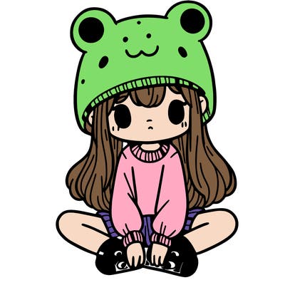 a girl wearing a frog hat and some frog socks