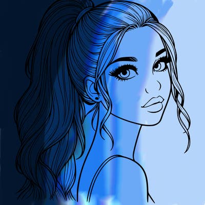 realistic pretty girl with high pony tail