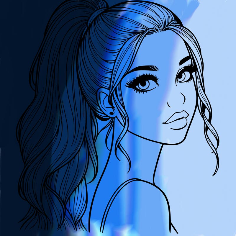 realistic pretty girl with high pony tail