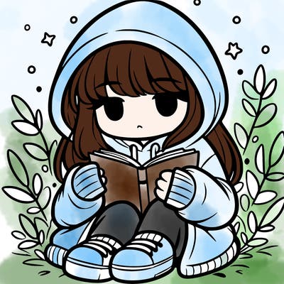 girl in oversized hoodie reading a book