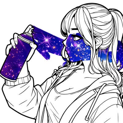 a realistic girl spray, painting