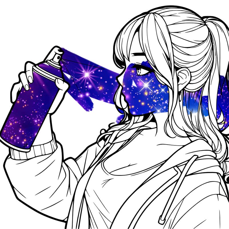 a realistic girl spray, painting