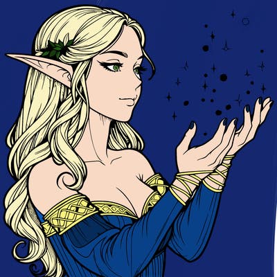 realistic elf girl doing magic