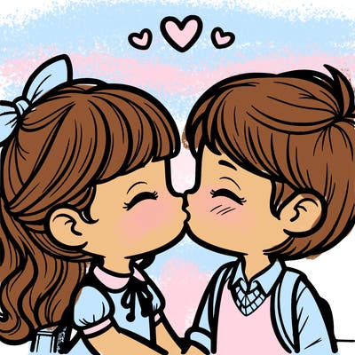 boy and girl kissing