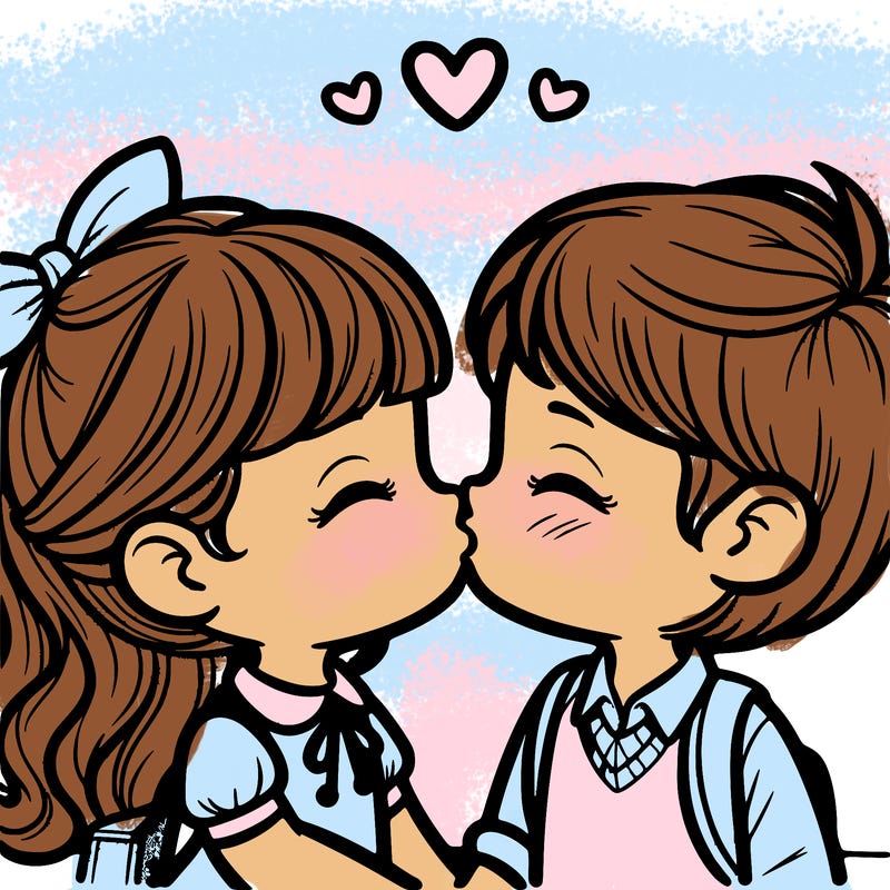boy and girl kissing