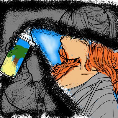 a realistic girl spray, painting