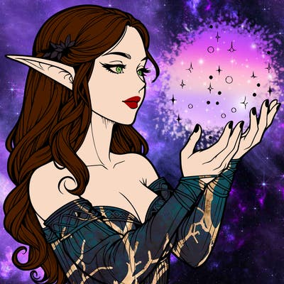 realistic elf girl doing magic