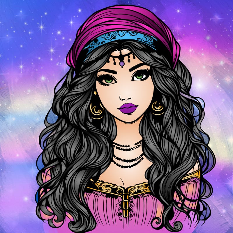 realistic beautiful mysterious gypsy girl