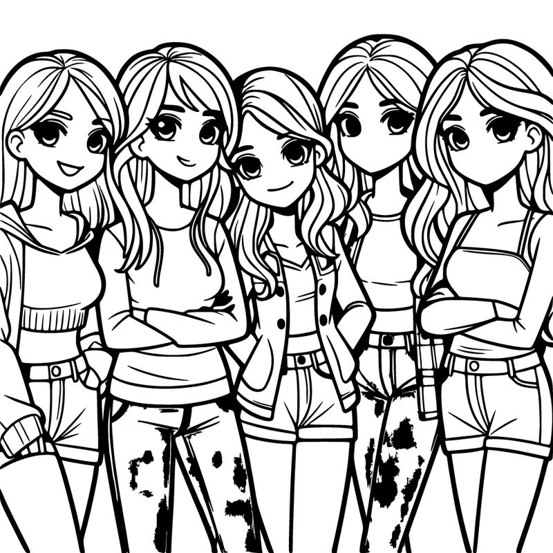 a group of 5 teen girls