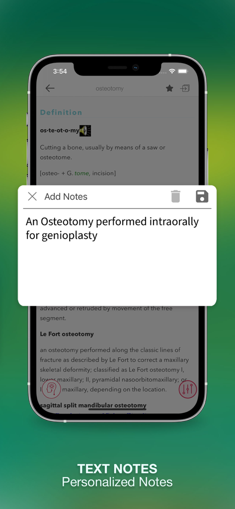 Stedman's Medical Dictionary + - Personalized text notes for medical definitions in the Stedmans Medical Dictionary app