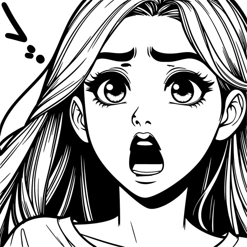 a shocked realistic girl