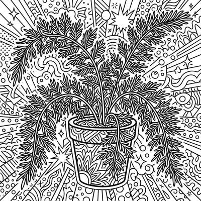 Unleash your creativity with this dynamic Asparagus Fern coloring page, bursting with Pop Art energy. Its bold outlines and intricate background offer a captivating coloring experience for all ages.