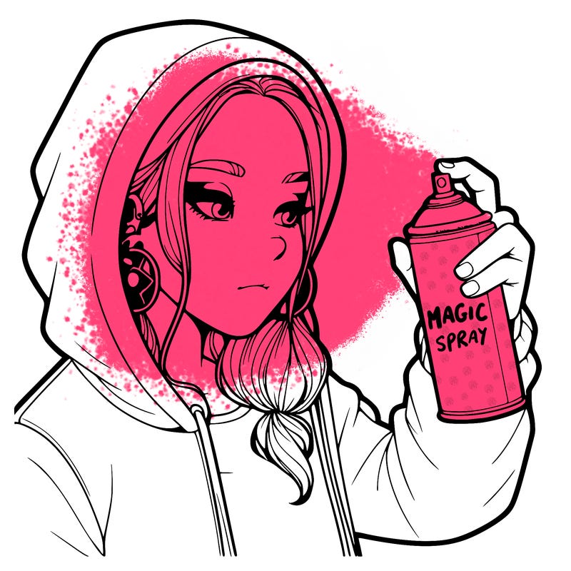 a realistic girl, spray painting