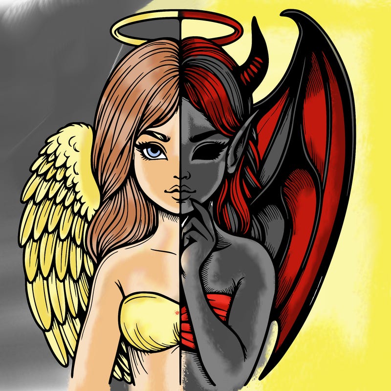 realistic angel half demon