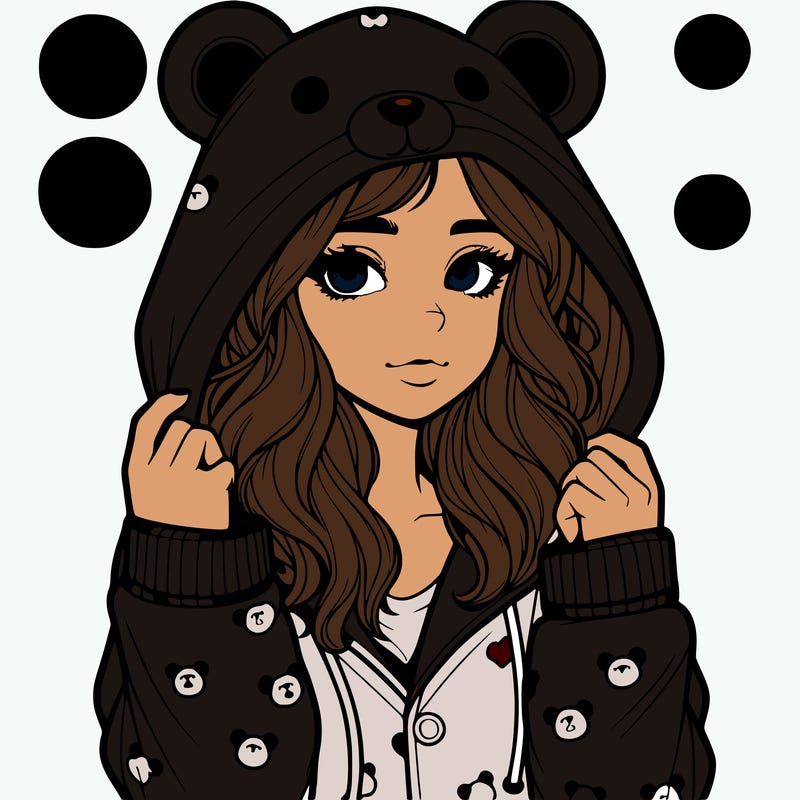 realistic girl in a animal pjs hoodie