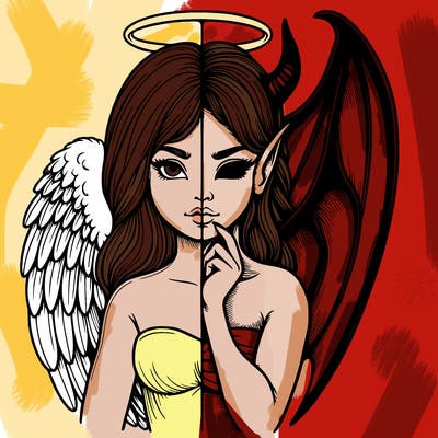 realistic angel half demon