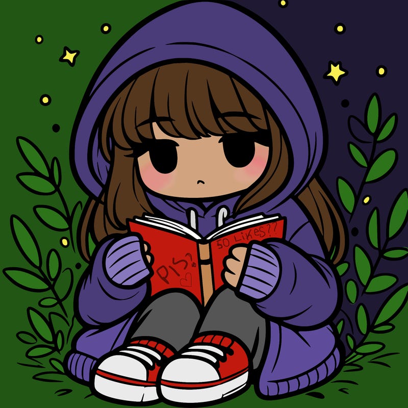 girl in oversized hoodie reading a book