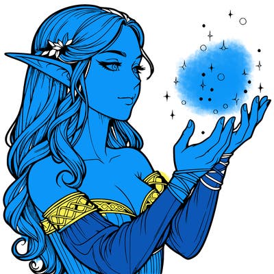 realistic elf girl doing magic