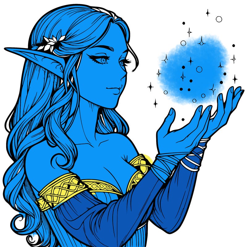 realistic elf girl doing magic