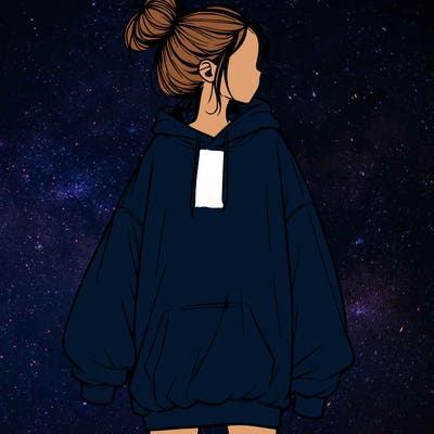 realistic girl with a oversized sweatshirt on and a bun
