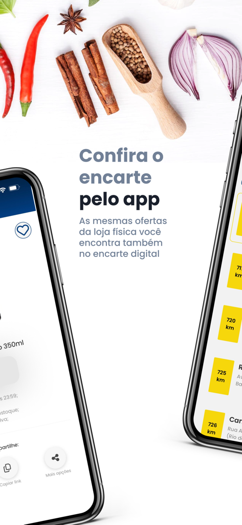 Guanaclube-App-Oberfläche, die digitale Supermarkt-Flyer und Geschäftsstandorte anzeigt