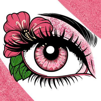 realistic eye with flower