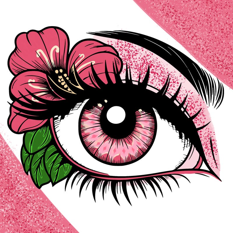 realistic eye with flower