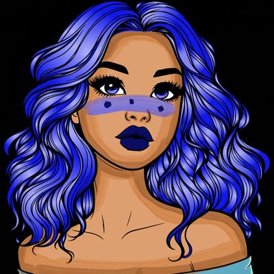 realistic girl with wavy hair and lips