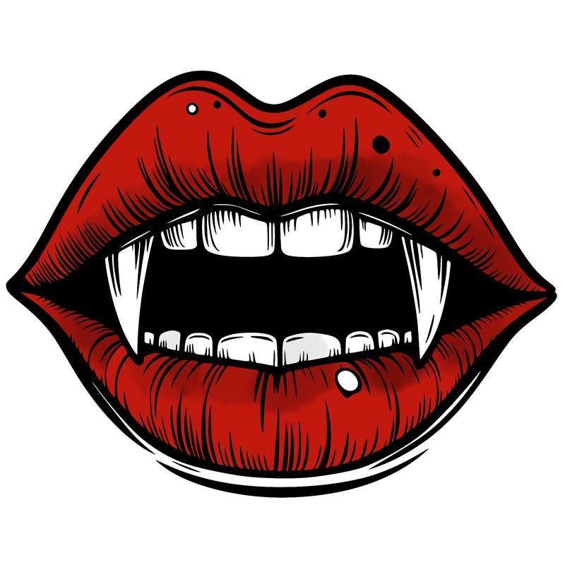 lips with vampire teeth