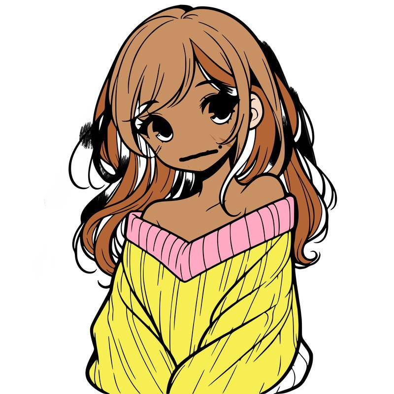 shy pretty girl wearing a sweater that is falling off one shoulder portrait
