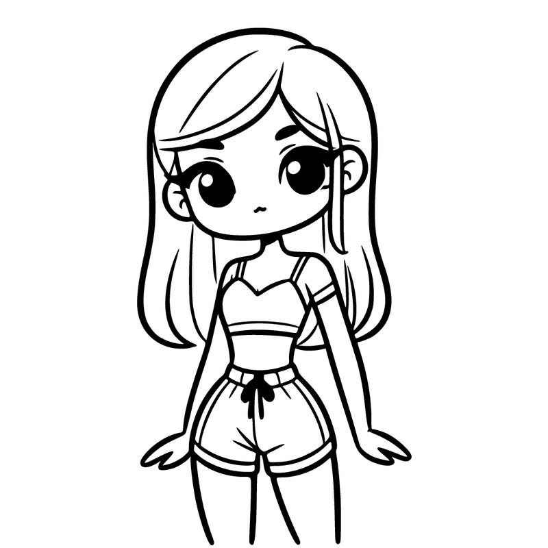 girl with crop top on and shorts
