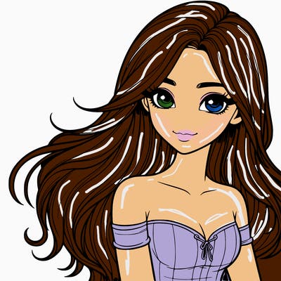 realistic girl with long hair