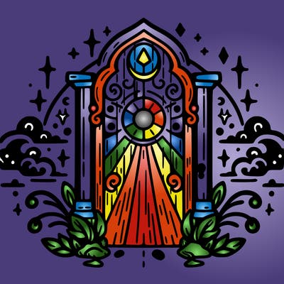 mystic tattoo of a door to another world