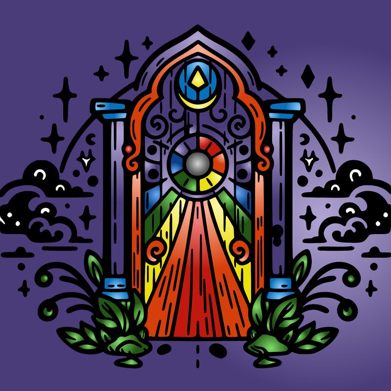 mystic tattoo of a door to another world