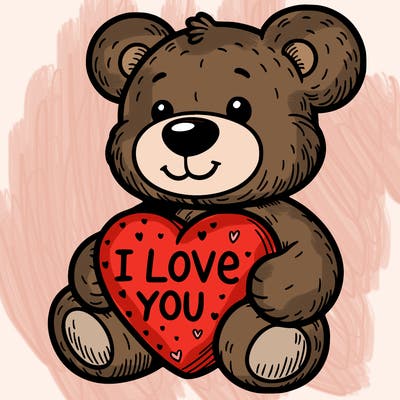 teddy bear holding an i love you heart