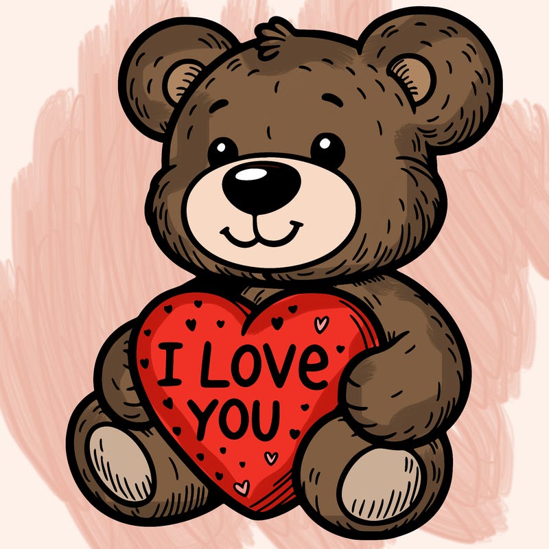 teddy bear holding an i love you heart