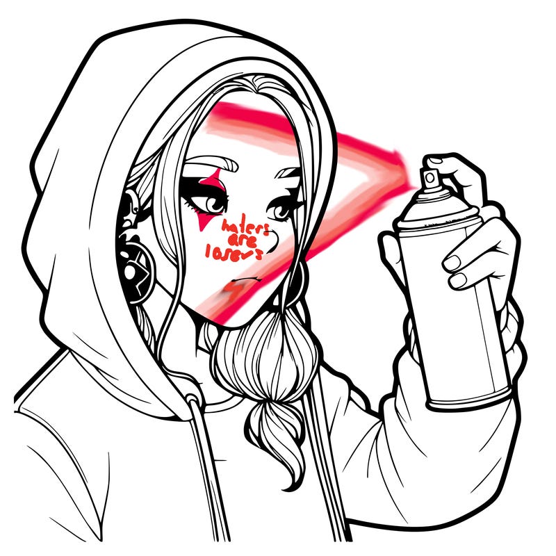 a realistic girl, spray painting