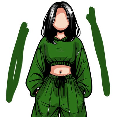 realistic girl faceless with baggy pants and a crop top