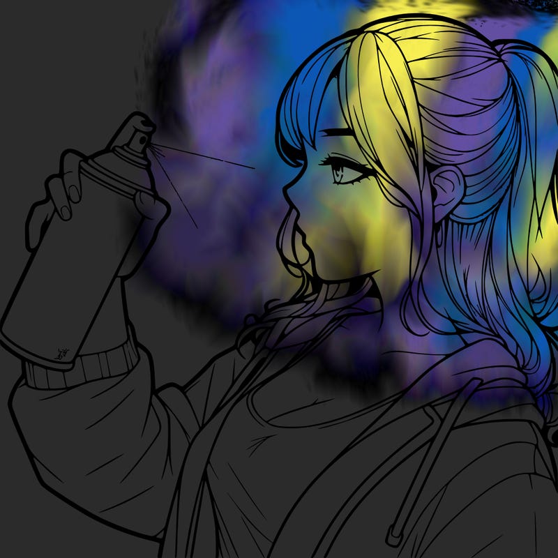 a realistic girl spray, painting