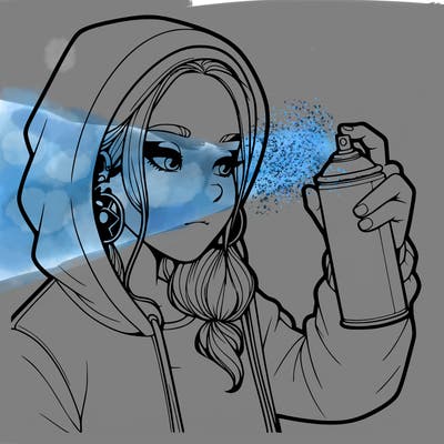 a realistic girl, spray painting