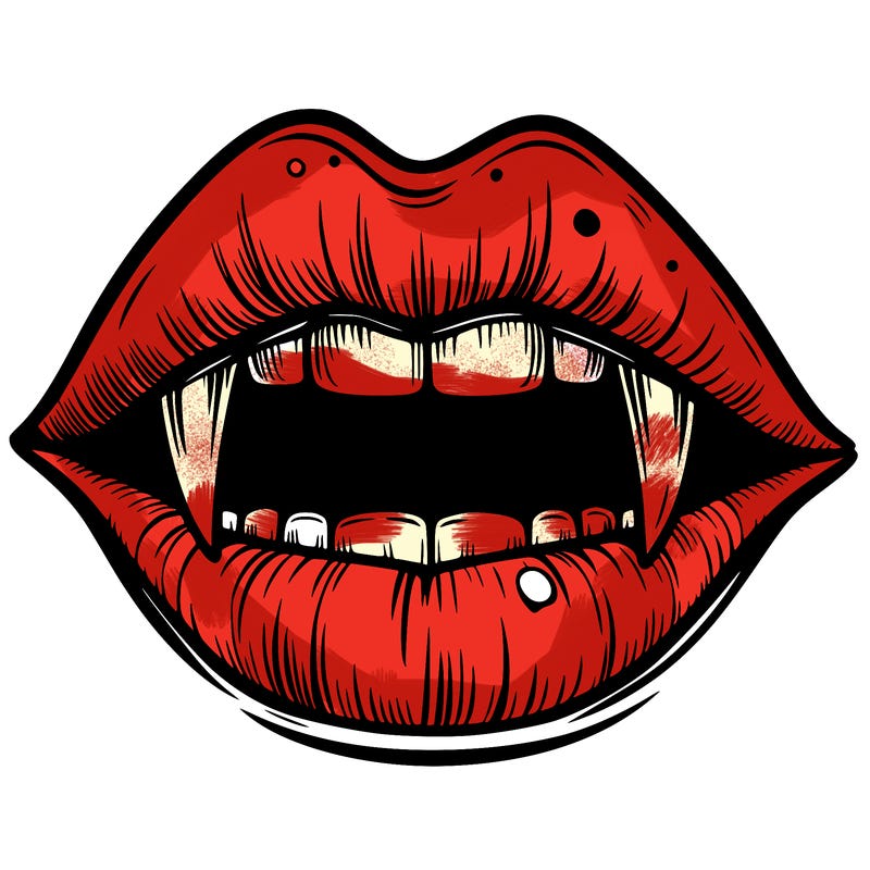 lips with vampire teeth
