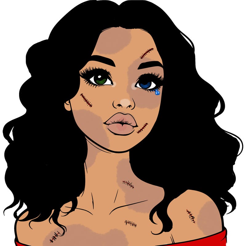 realistic girl with wavy hair and lips