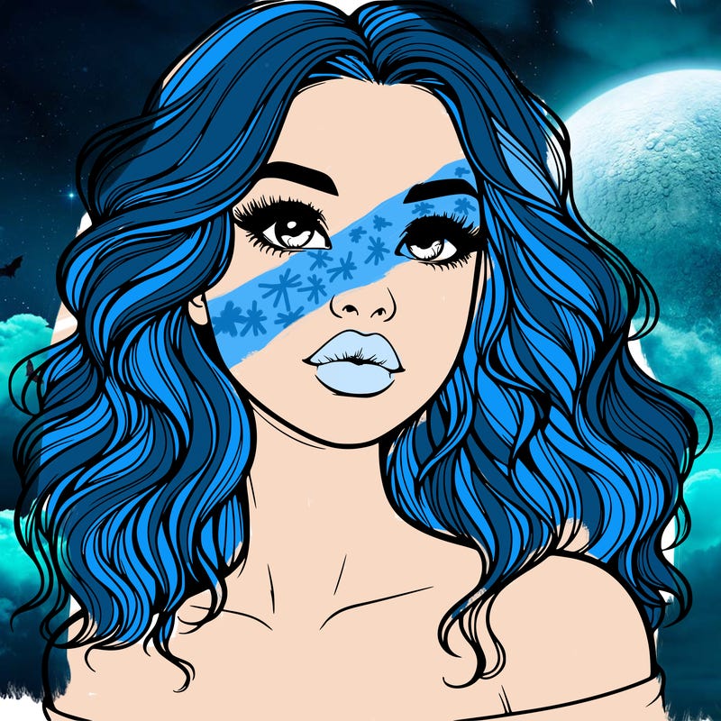 realistic girl with wavy hair and lips