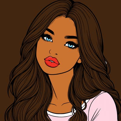 realistic girl with hair on her hair and lips