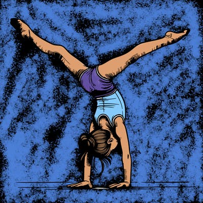 realistic gymnastic hand stand girl in four splits