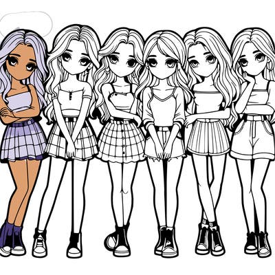 a group of girls realistic